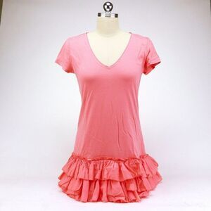 NEW Juicy Couture Cotton Tshirt Tee Ruffle Dress Coral M